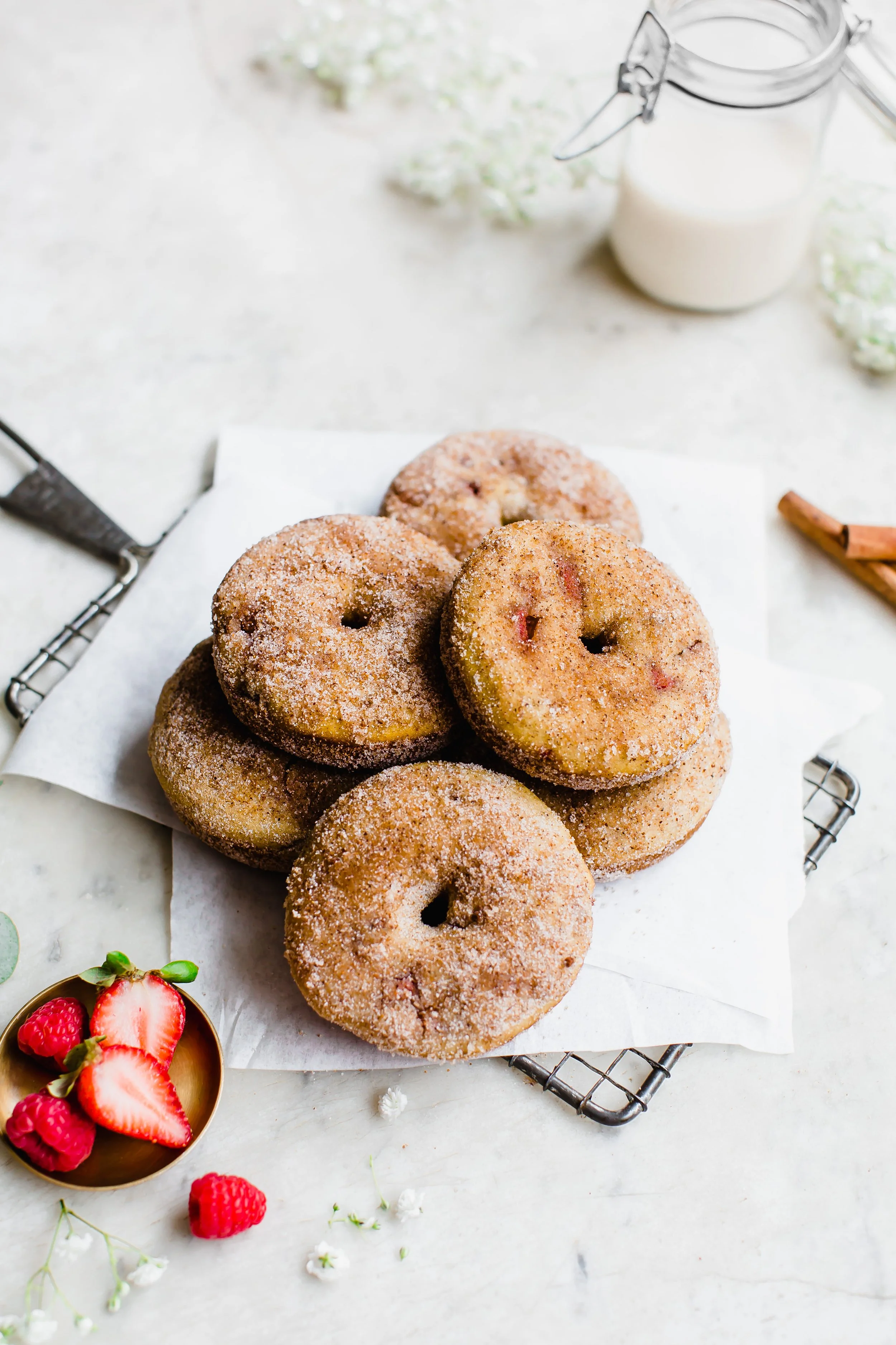 Apple Cider-Cinnamon Strawberry  Donuts 