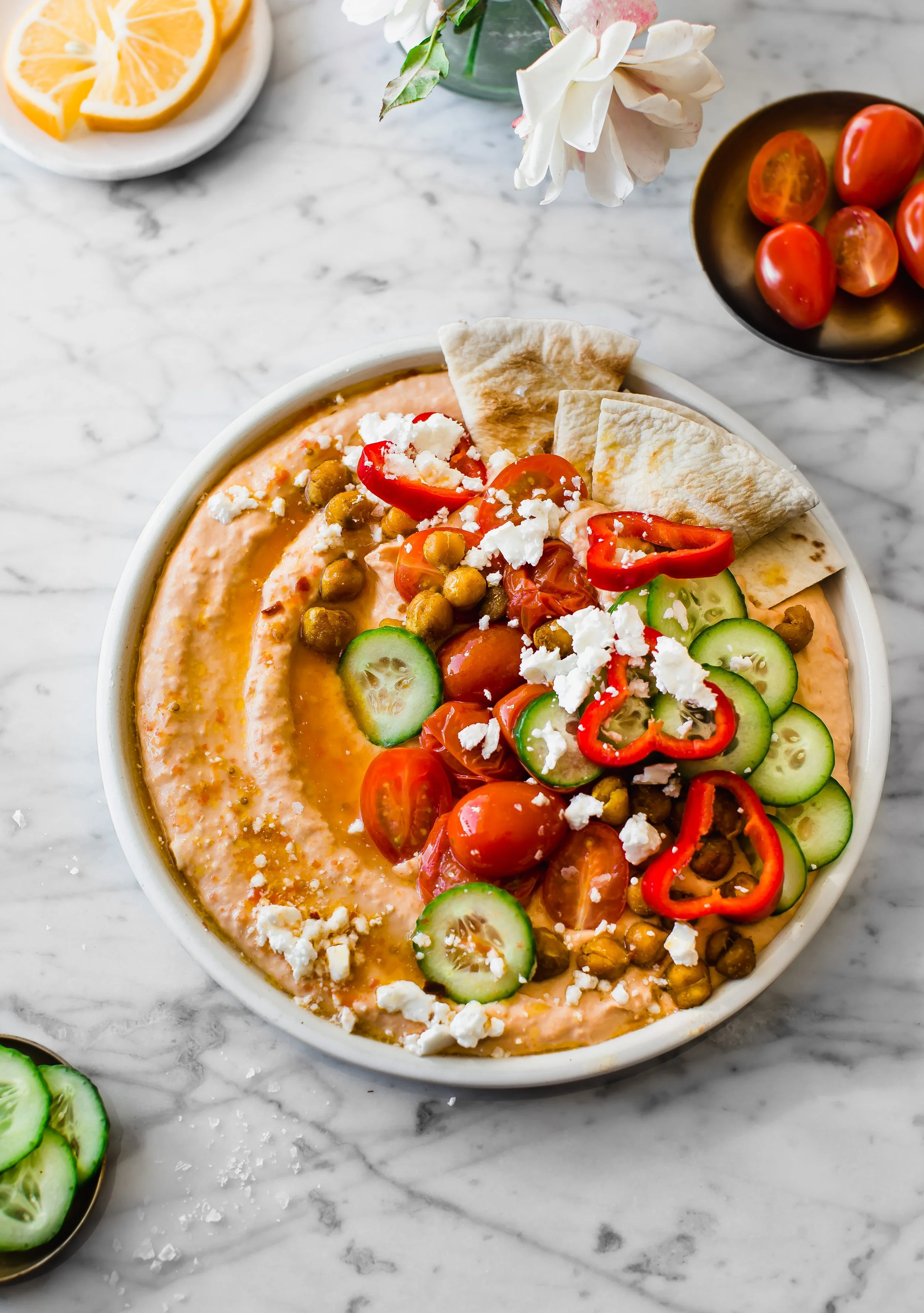 Slow Roasted Tomato Hummus Plate