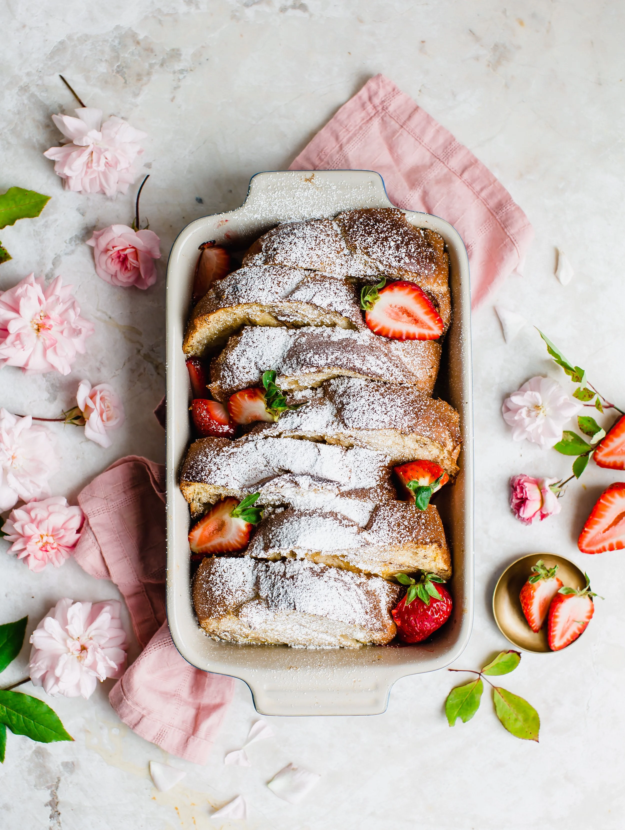 Strawberry and Peanut Butter Stuffed Baked French Toast