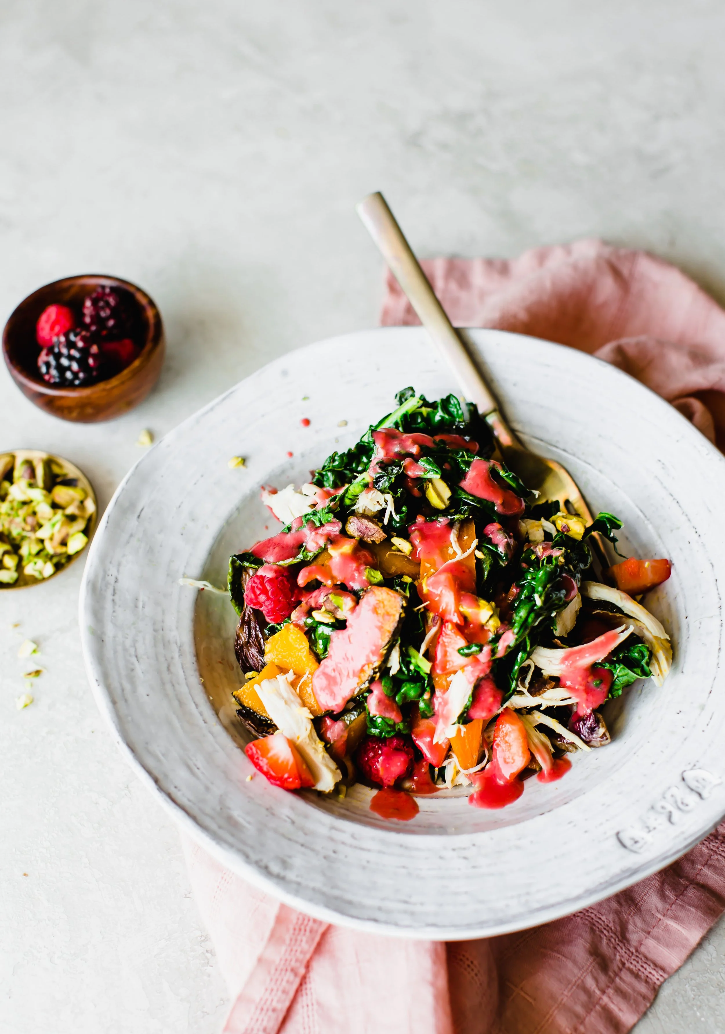 Fall Baked Chicken Salad with a Raspberry Dressing