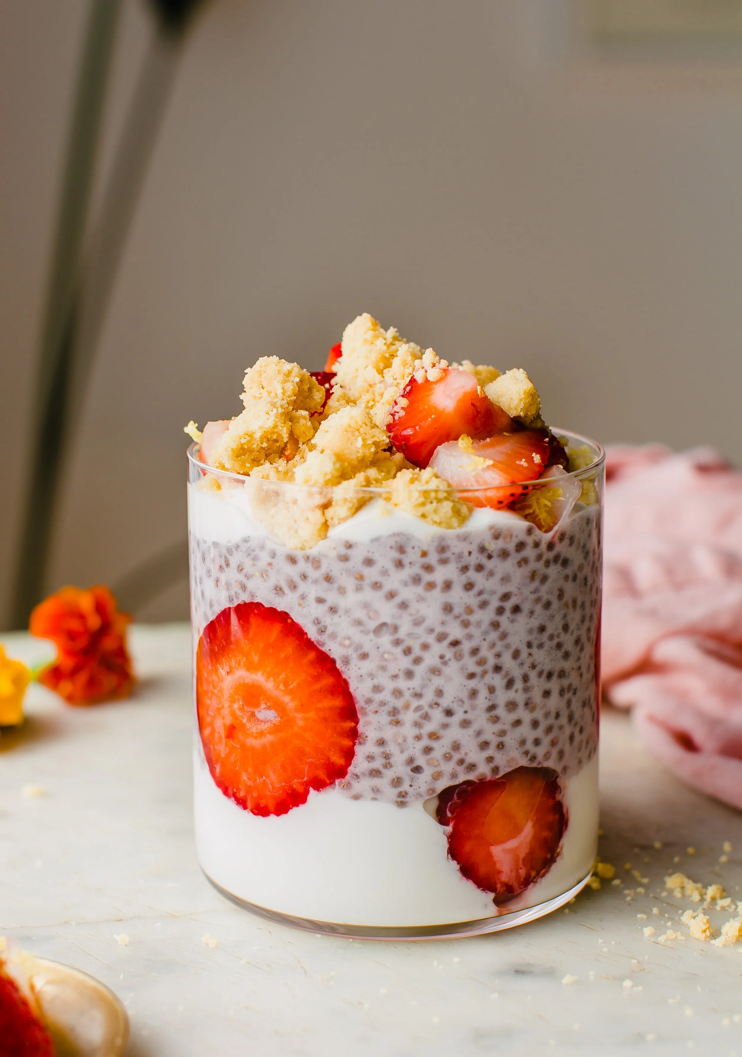Strawberry Milk Cheesecake Chia Pudding