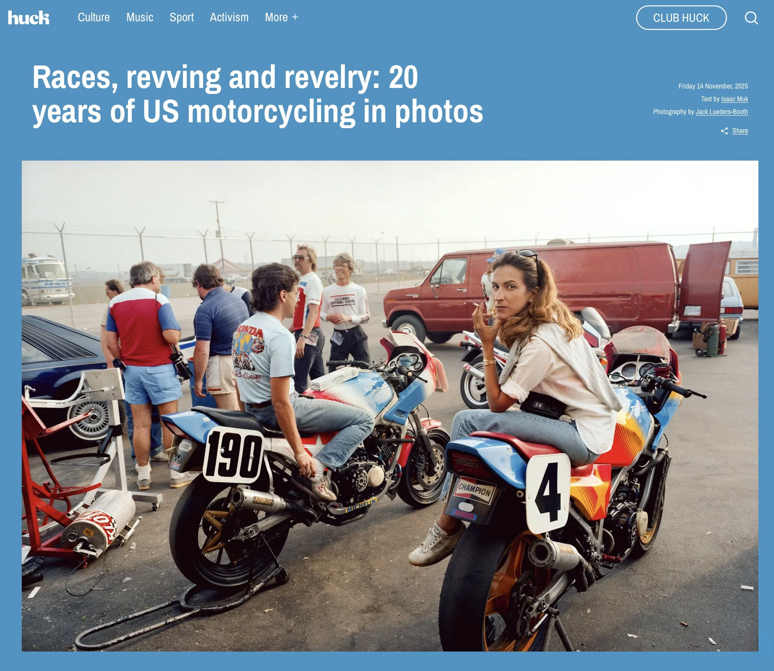 Huck Magazine features "American Motorcycling Culture" 