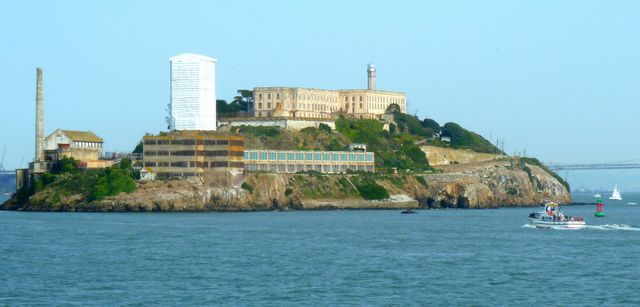 Alcatraz as we pass by - looks like it's having some repairs 