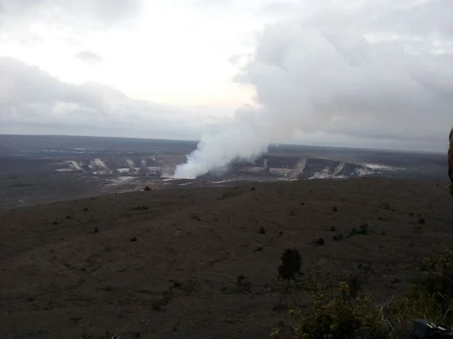 As night begins to fall we view the crater from the lookout center