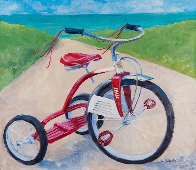 A new work by Karen Beckwith, titled My Happytime Beach Ride, is being featured for Artweek Lenox, MA at the Scott Barrow Photography Gallery. The
painting will be on display at the gallery from Friday April 26th - May 5th with Karen as the featured 