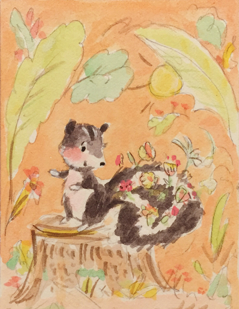  Young skunk sprouts flowers