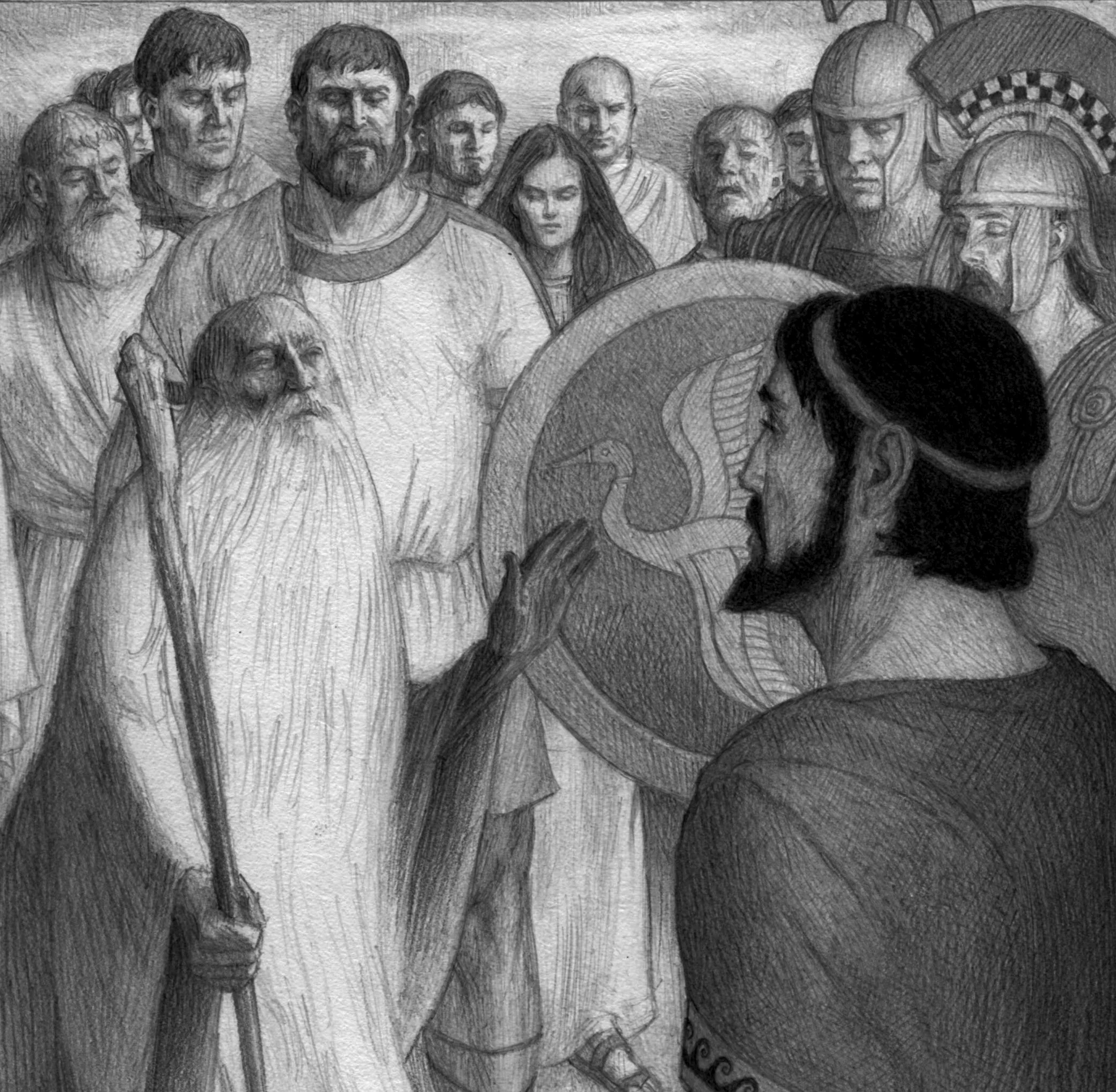 Odysseus speaking with Tyresias
