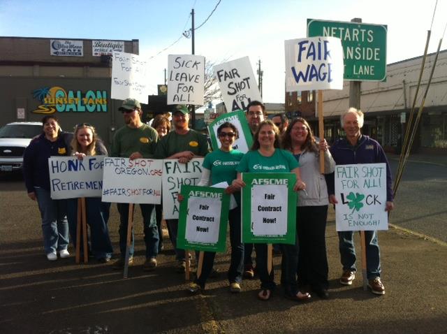 Oregon AFSCME participating in Fair Shot's March 18th rallies. 