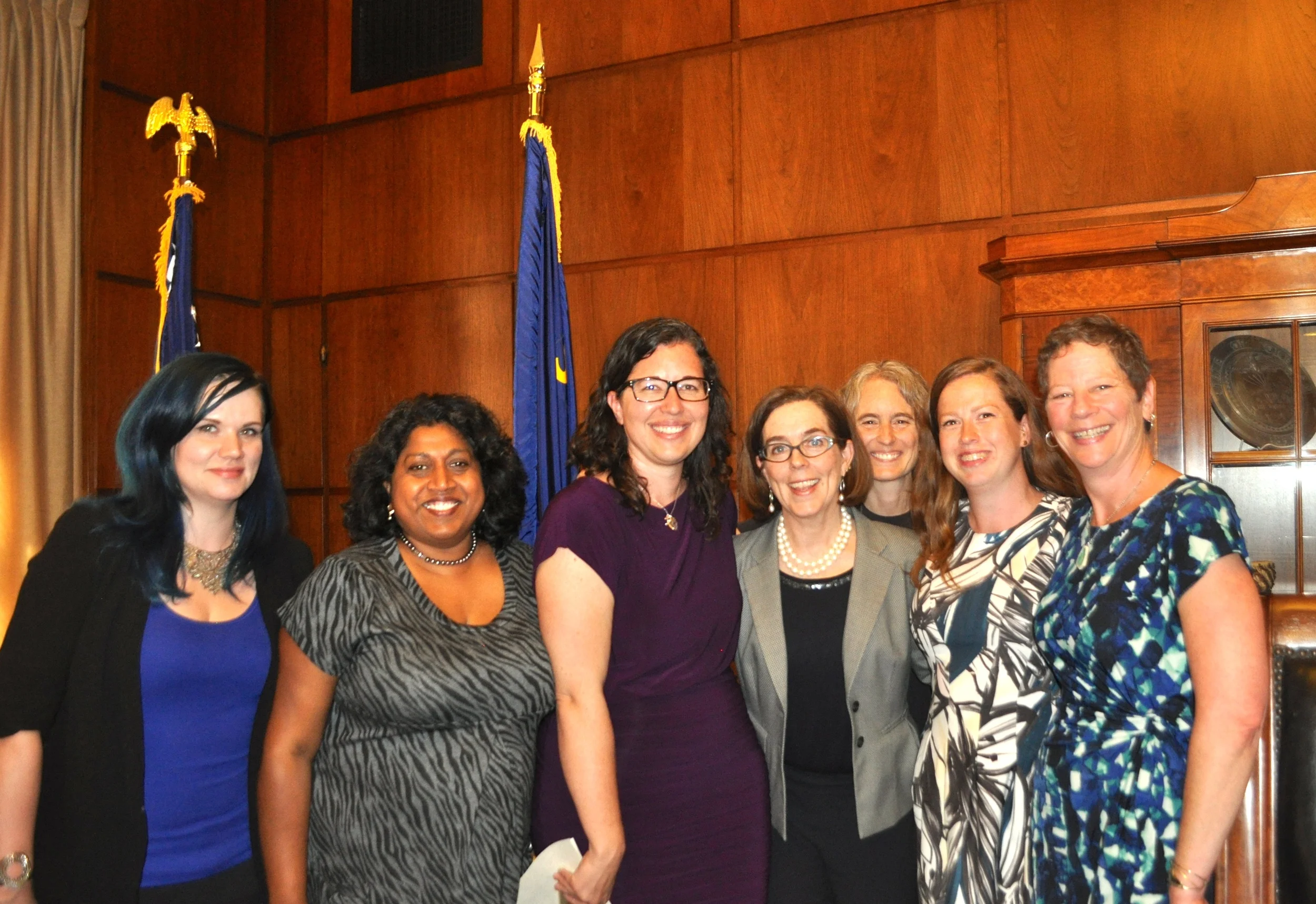 Family Forward Oregon staff with Governor Brown at the Fair Shot For All bill signing. 