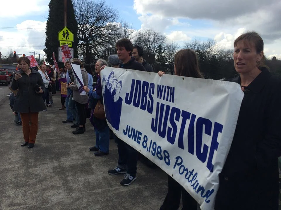 Jobs with Justice rallying in Portland with Fair Shot For All. 