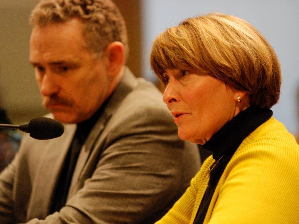 ONA Executive Director Susan King testifying alongside the AFL-CIO's Tom Chamberlain in support of passing paid sick days. 