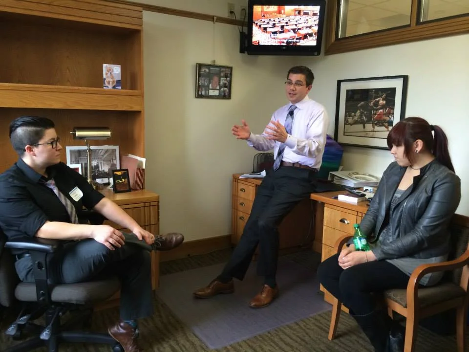 OEA members meeting with Representative Barton for a lobby visit. 