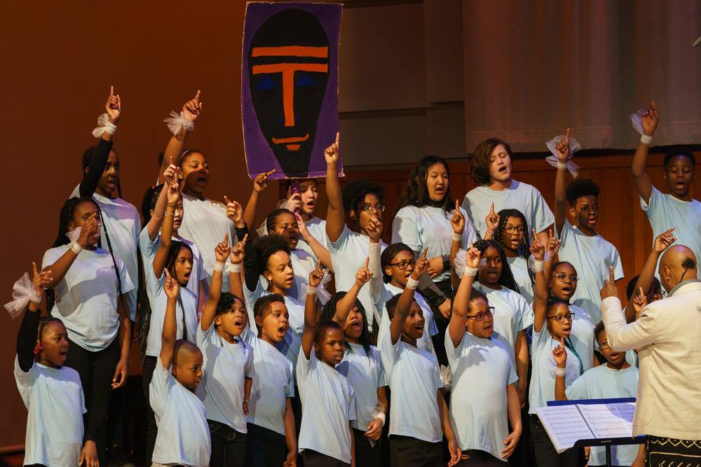  The Girard College Choir sings their role as Nyame, the god of all things. 