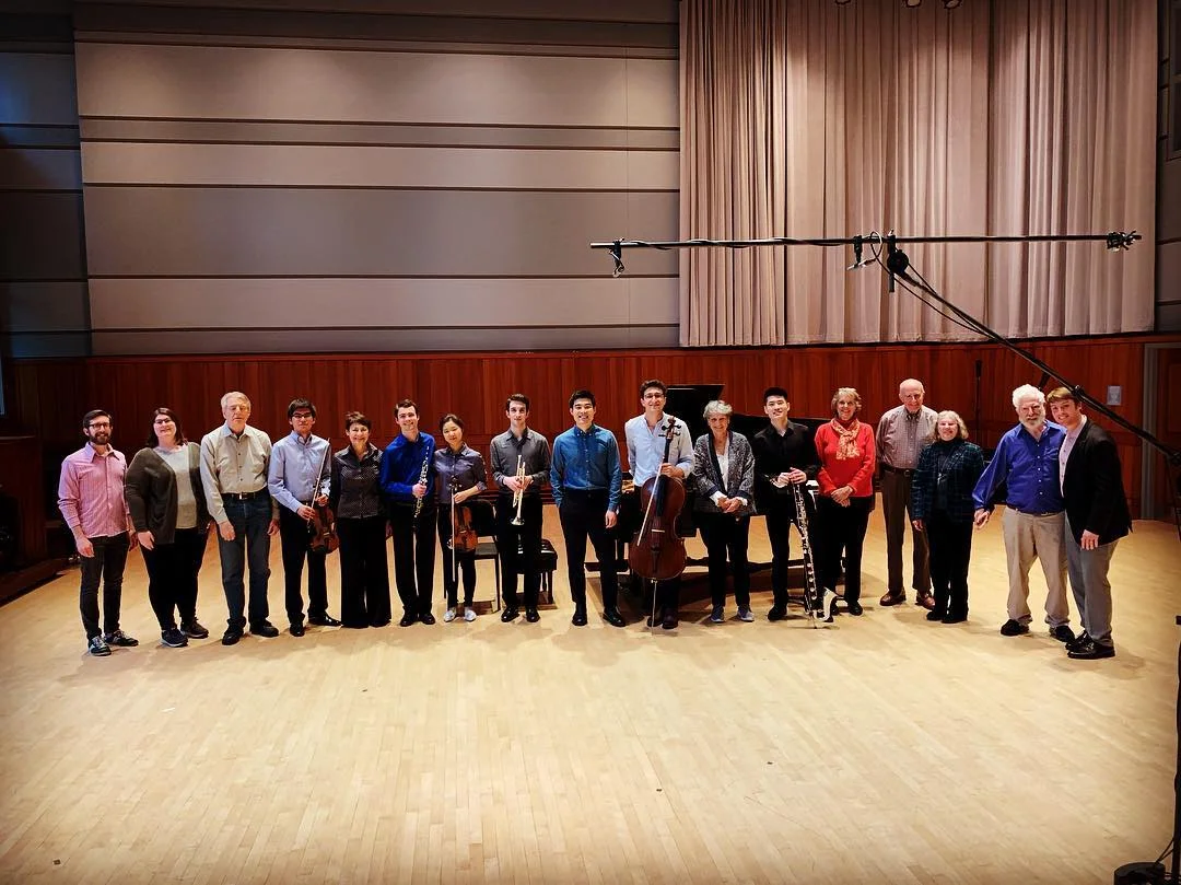 Participants, performers, and composers gather after a concert of Penn Memory participants’ works.