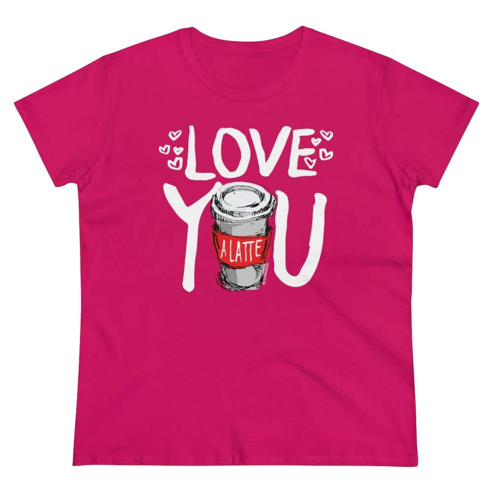 Gift for Friend Gift for Valentines Couple Shirts Heart Tee I Love You A Latte Womens Valentines Day Shirt Funny Coffee Shirt