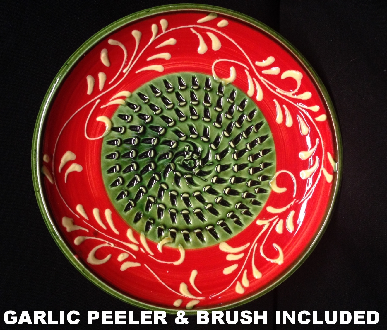 Fine French Garlic Grater Antique 300 Collection 5 inch Green Red 10615..
