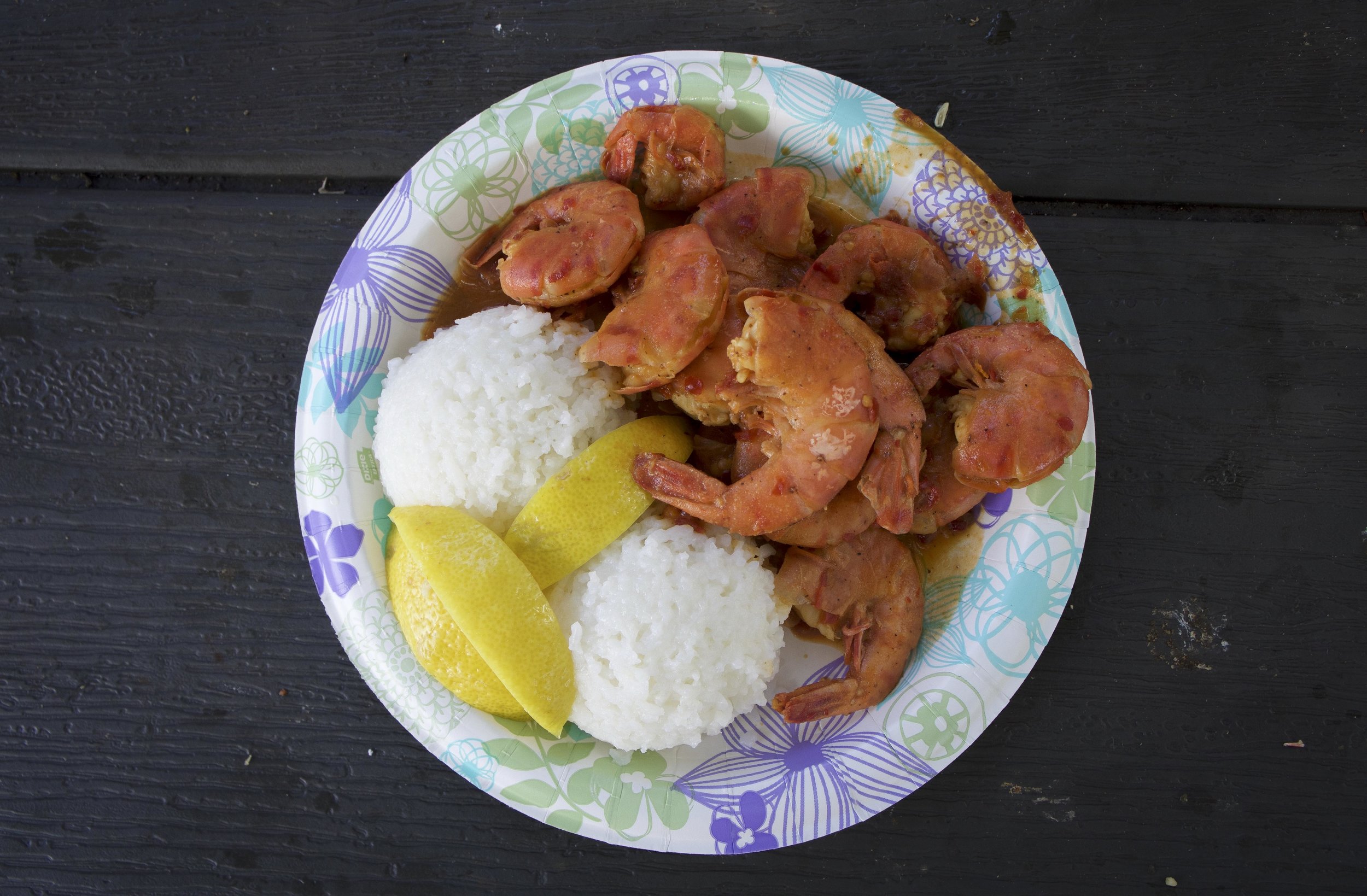  Garlic shrimp from Giovanni's Shrimp Truck. Another North Shore gem combining some of the island's best flavors. No need to work on presentation when the food is this good. 