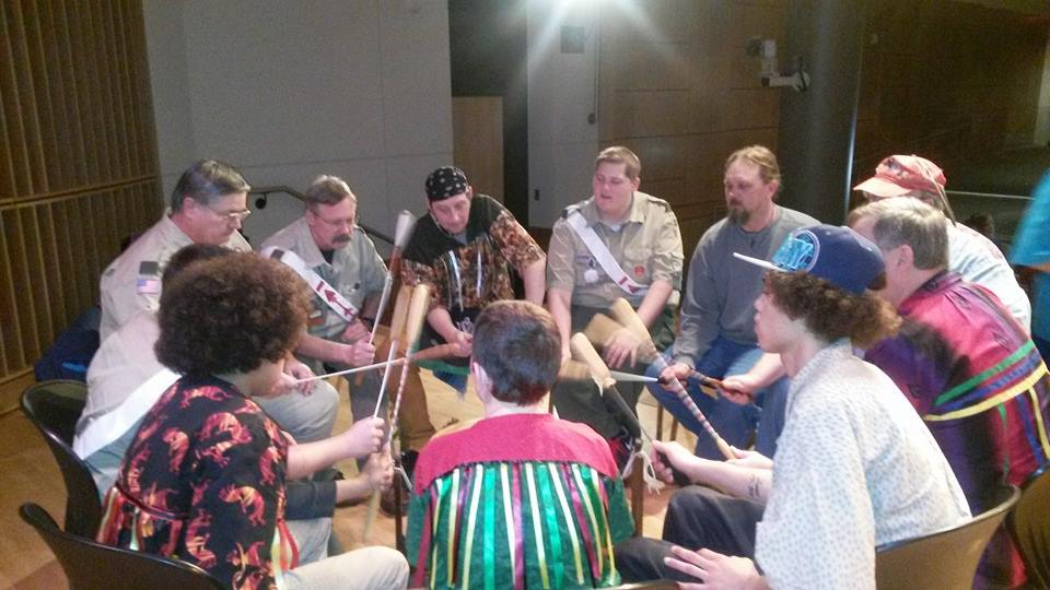 The Miami Nation of Indiana Drumming with the Boy Scouts of America, Fort Wayne.