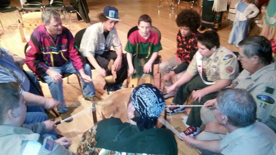 Scouts and Tribe drumming to a song sang by the Scouts! Awesome Job Young Men!