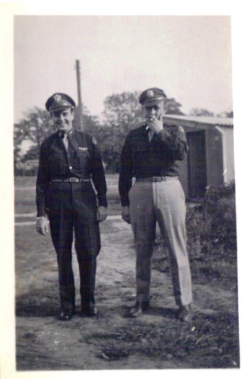 Left to right: Carroll Snidow, Co-pilot; Maynard L. Jones, Navigator