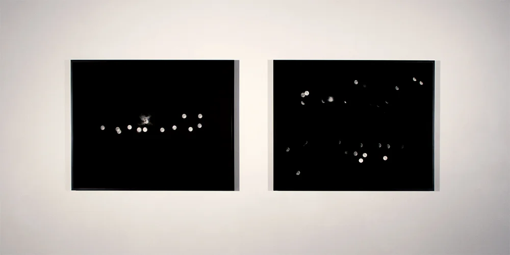 Carrie Schneider, works from the series "Moon Drawings," installation view,&nbsp;Nine Trips Around the Sun