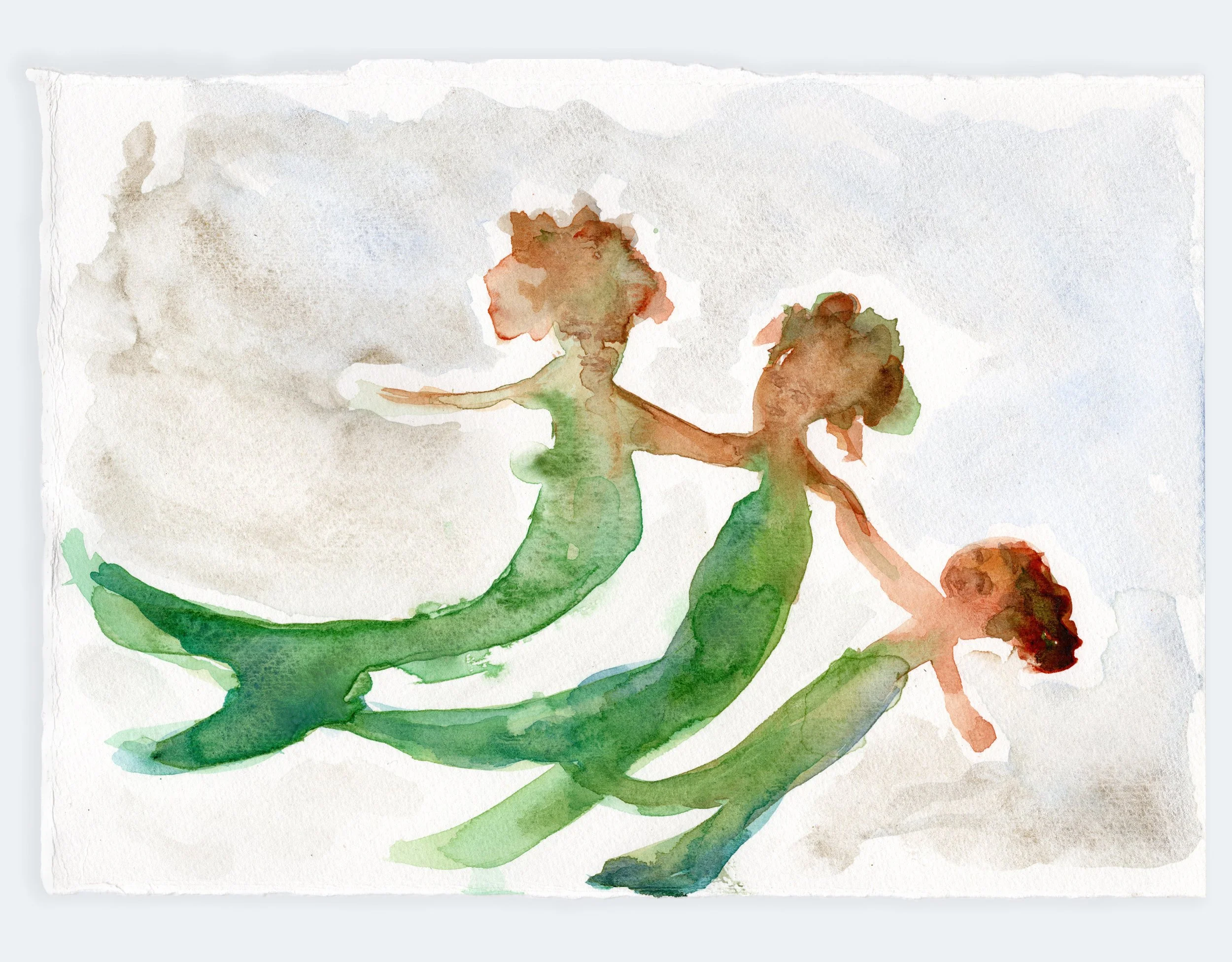 Trio, 2024 | watercolor on paper, 10" x 7"