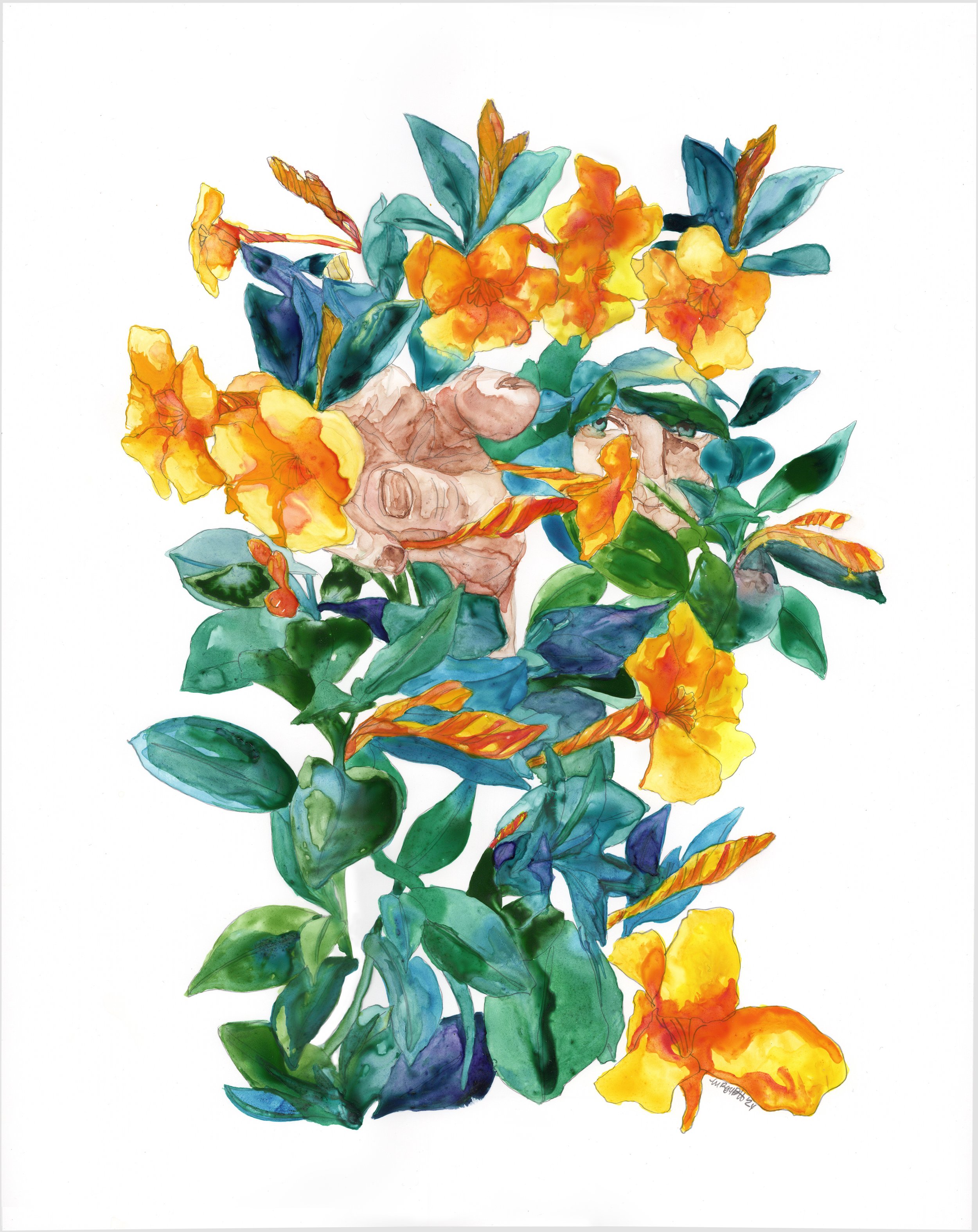 Pointed, 2024 | watercolor on yupo, 14" x 11"