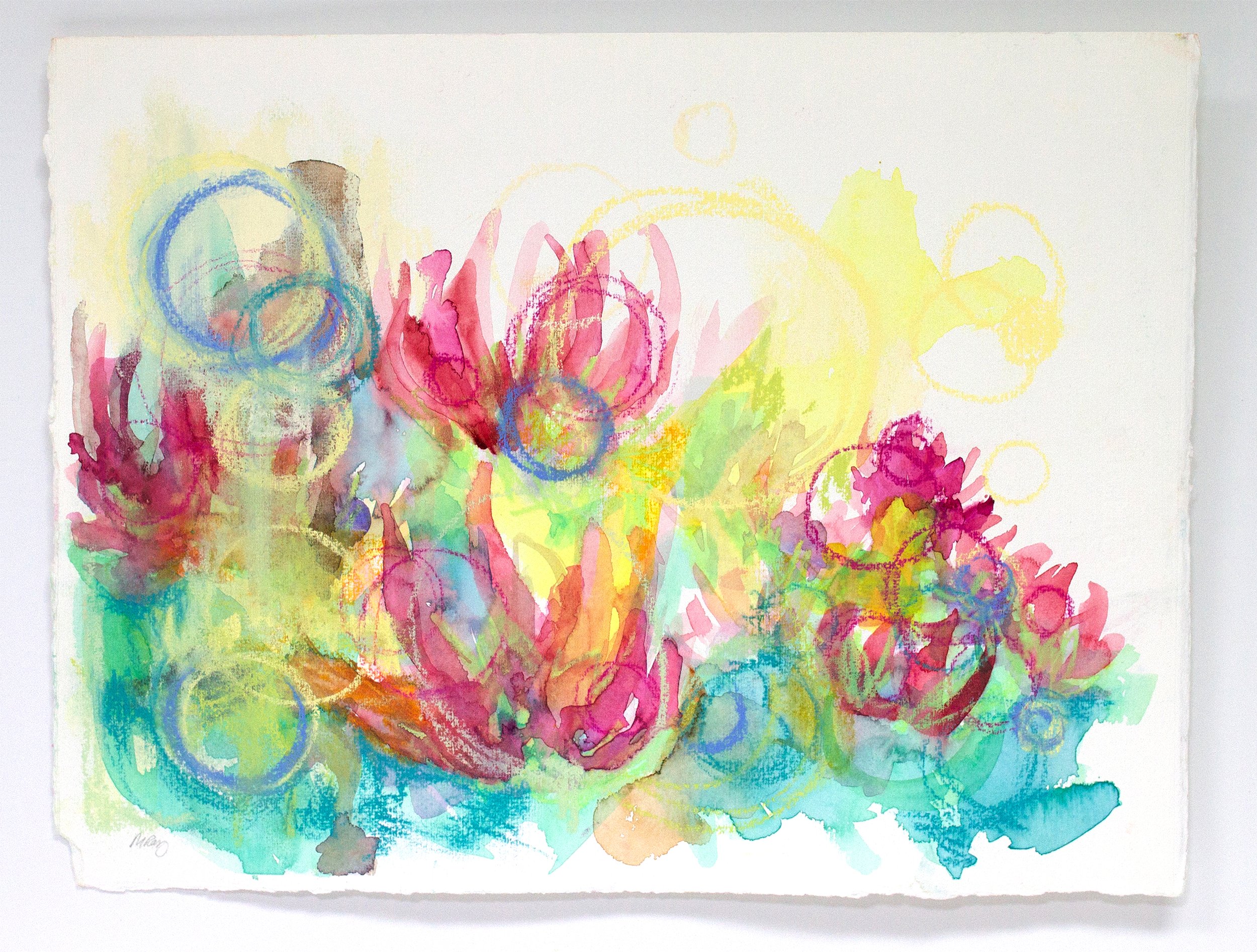 Coral Floral #2, 2021 | pastel, watercolor on paper 14" x 10.5"