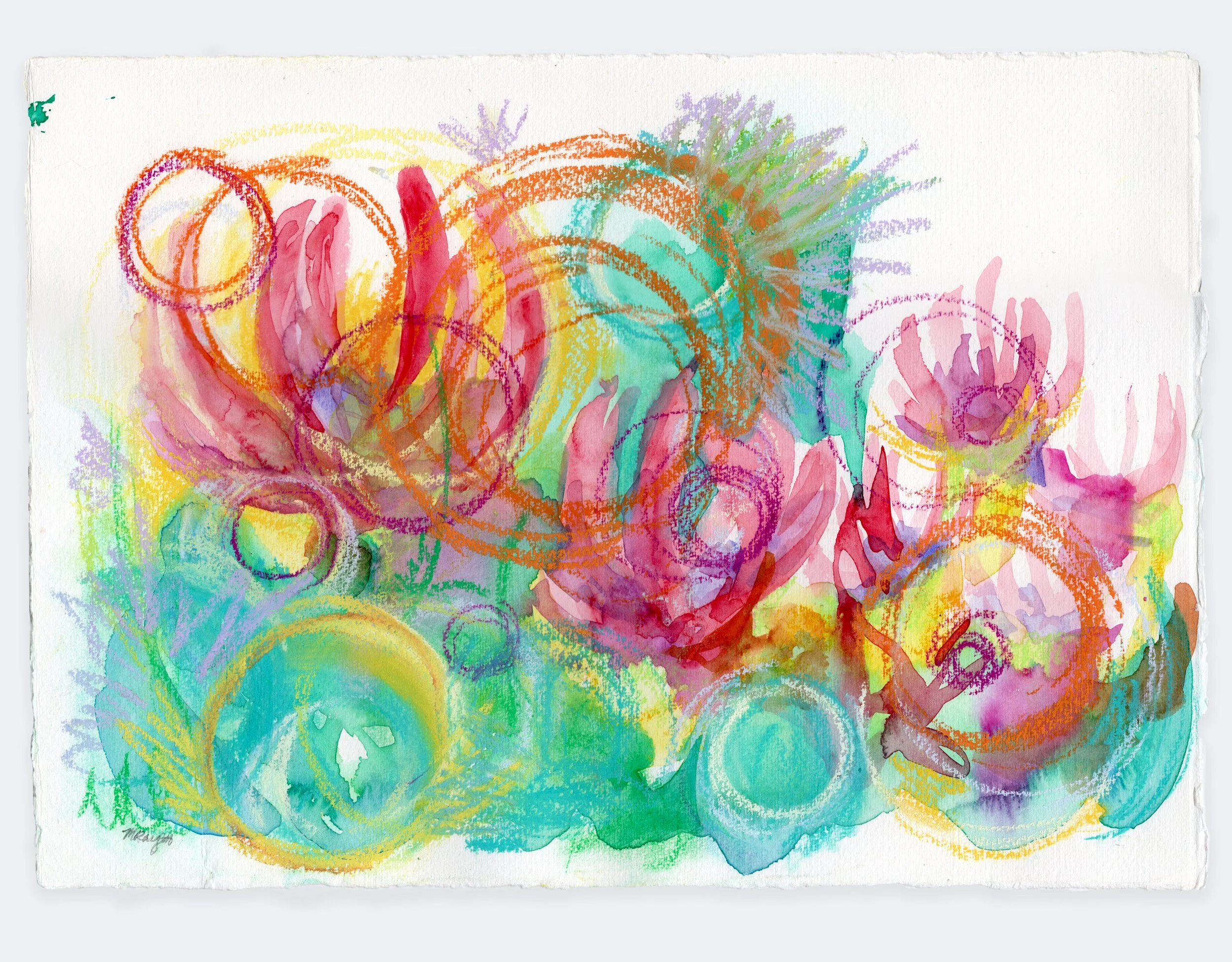 Coral Floral 1, 2024 | watercolor on paper, 10.5" x 14"
