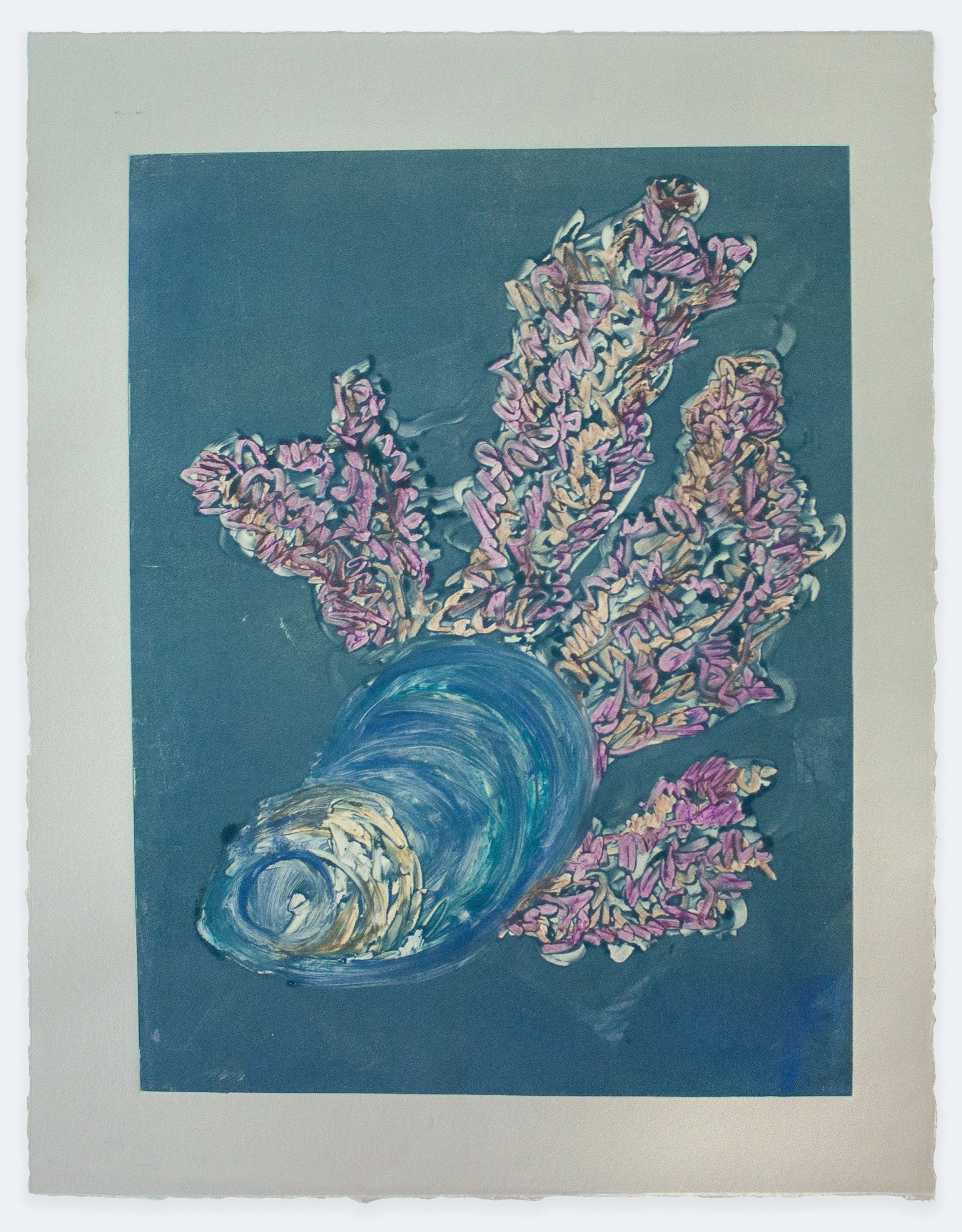 Mussel, 2025 | monoprint with acrylic marker, 22" x 15"