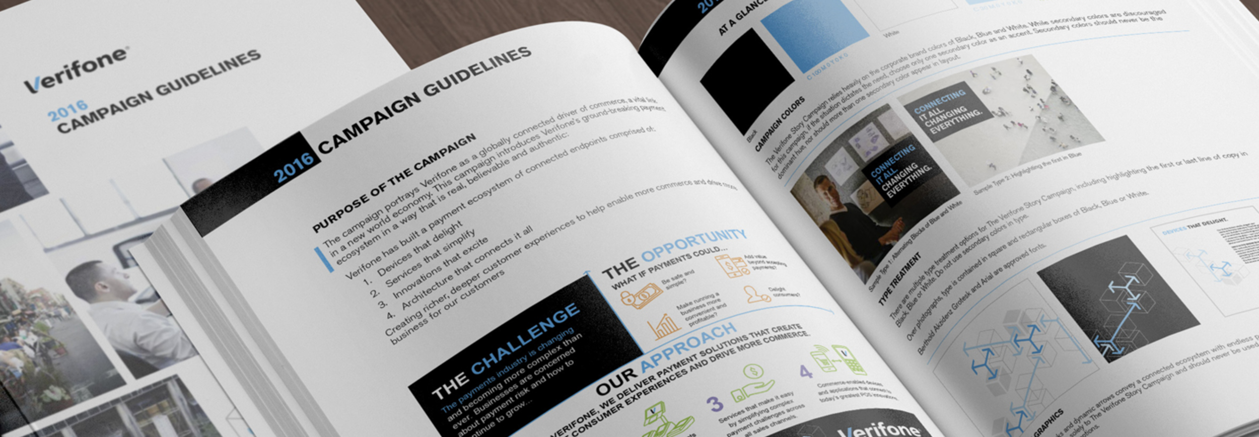 Details of Verifone 2016 campaign brand guidelines brochure.