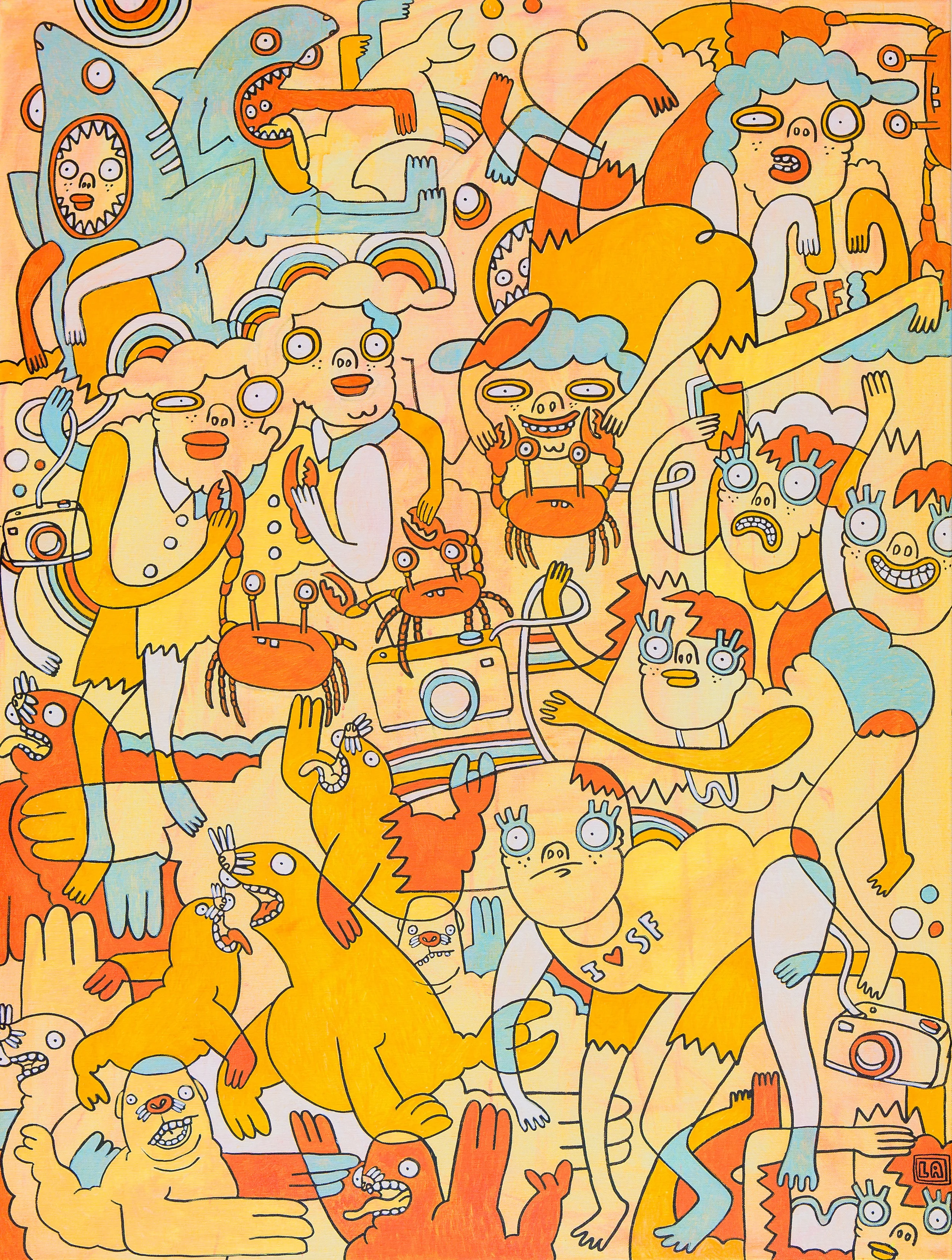 FISHERMAN'S WHARF 20"x40'' ACRYLIC ON CANVAS