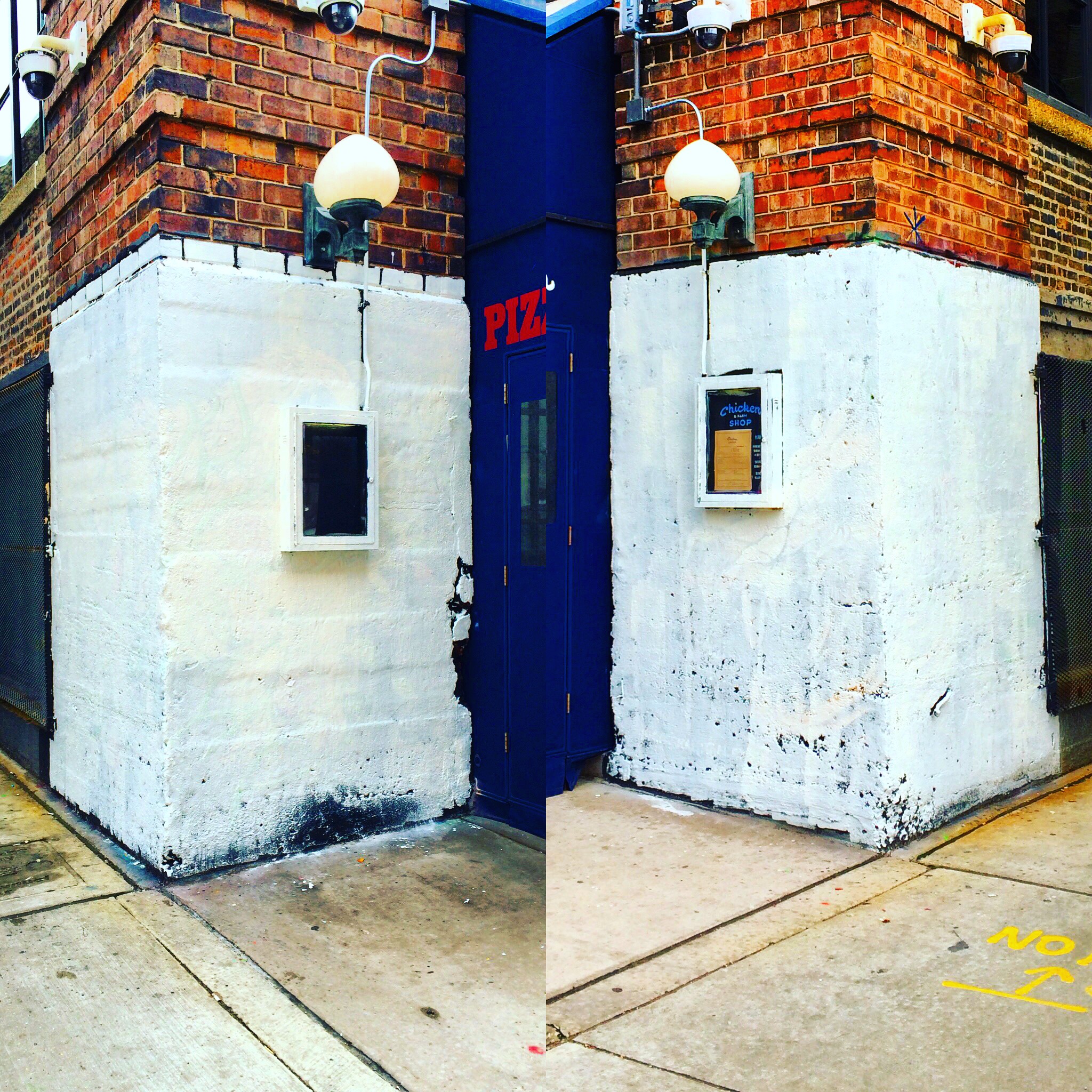 BEFORE SHOT OF THE NORTH AND SOUTH CORNERS OF THE SOHO HOUSE CHICAGO.