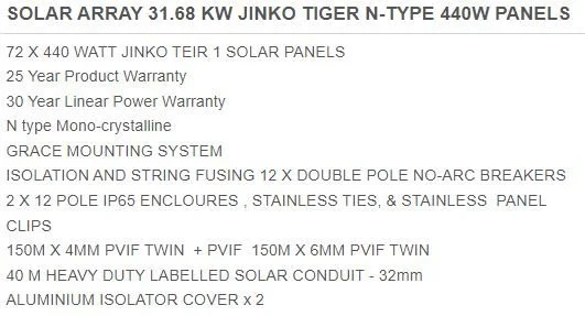 Jinko solar panel array providing high efficiency renewable power.