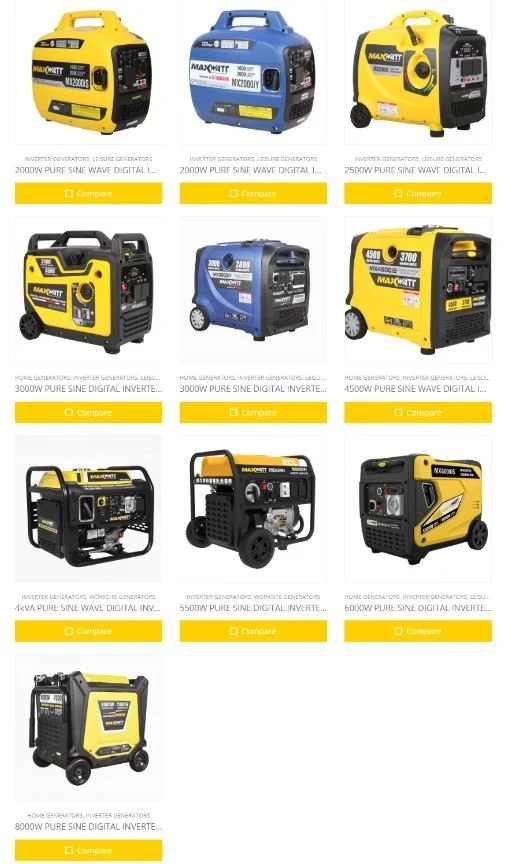 Range of 2kVA to 13.5kVA generators for off grid power backup.
