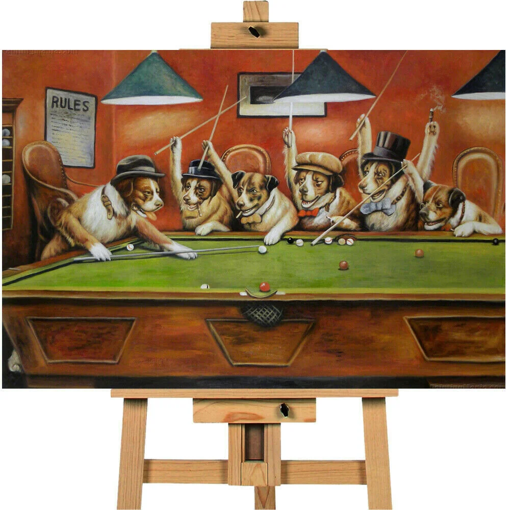 Canvas wall art Dogs at the pool table.jpg