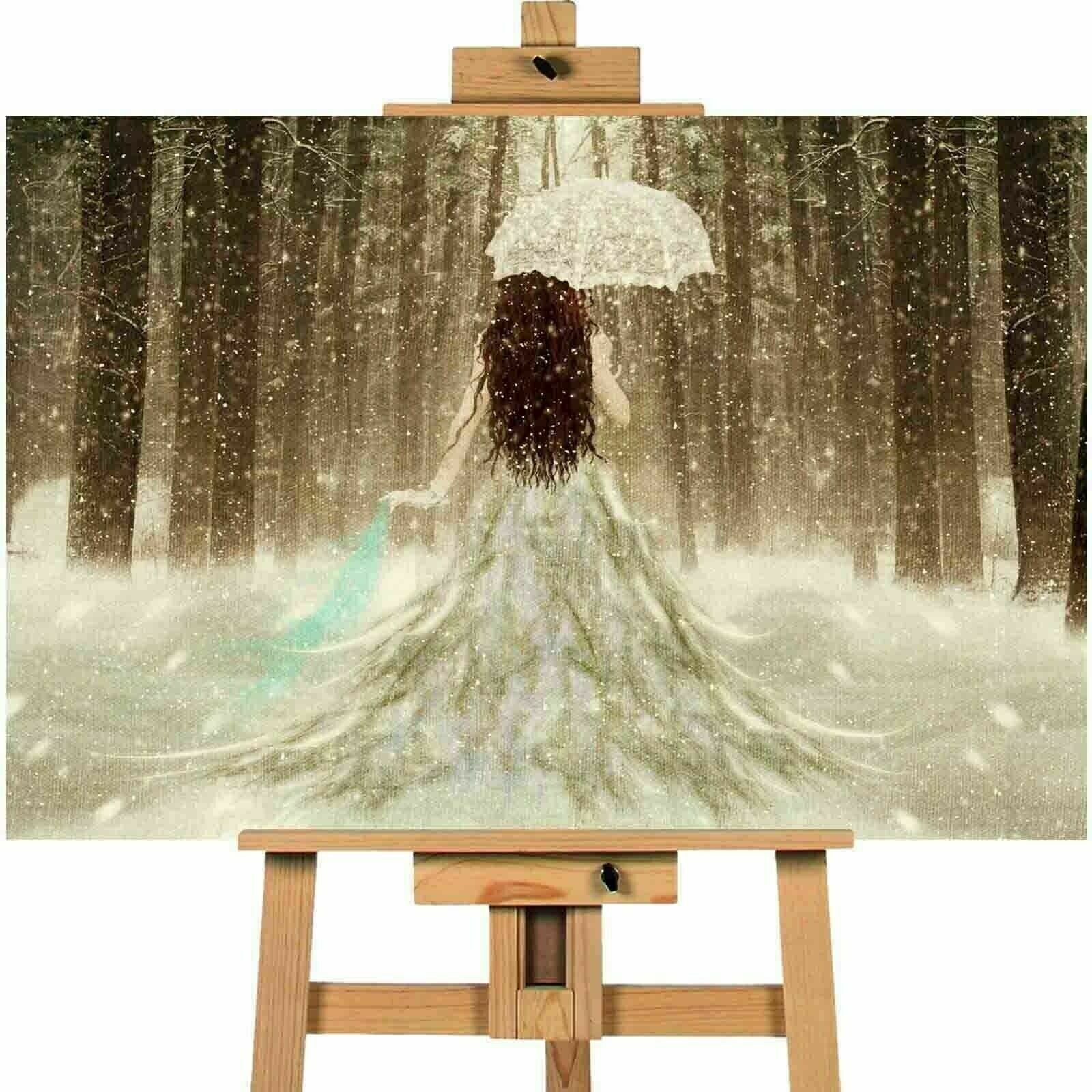Sci Fantasy Fairy In Woods Umbrella Canvas Print Wall Art