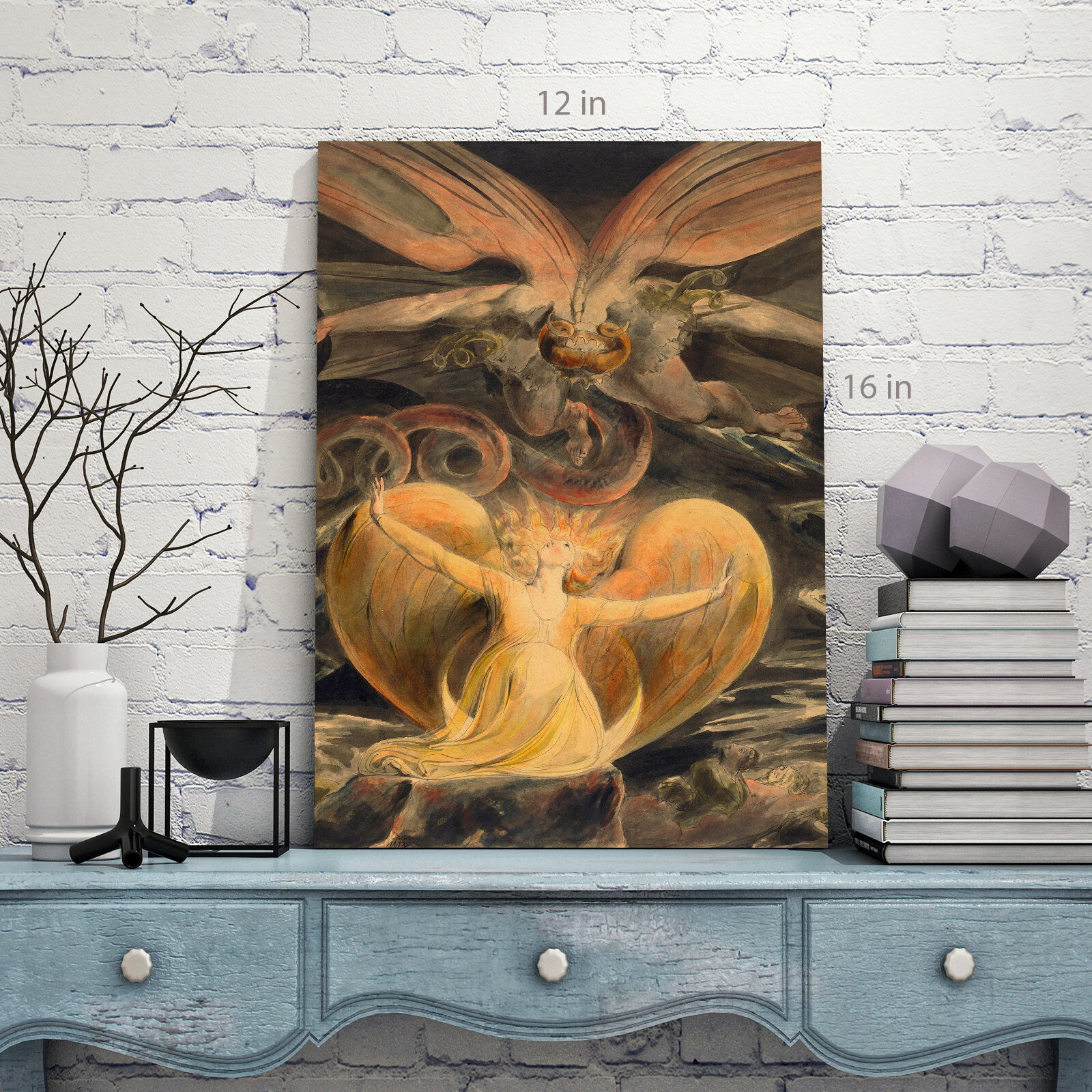 William Blake The Great Red Dragon and The Woman Fine Art Print On Canvas 16x12 
