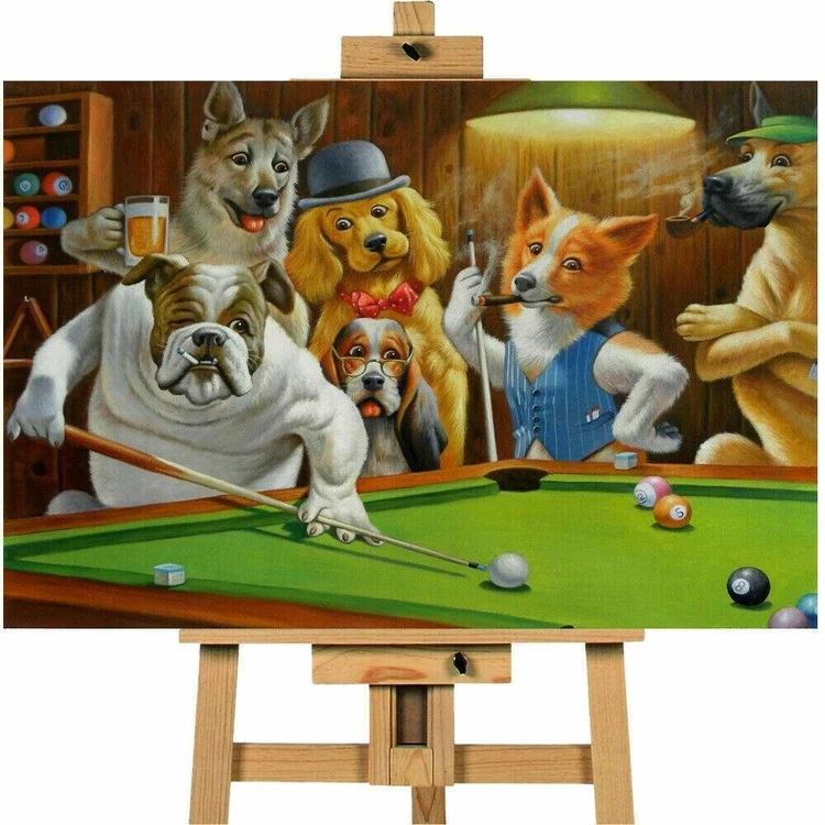 Dogs Playing Pool