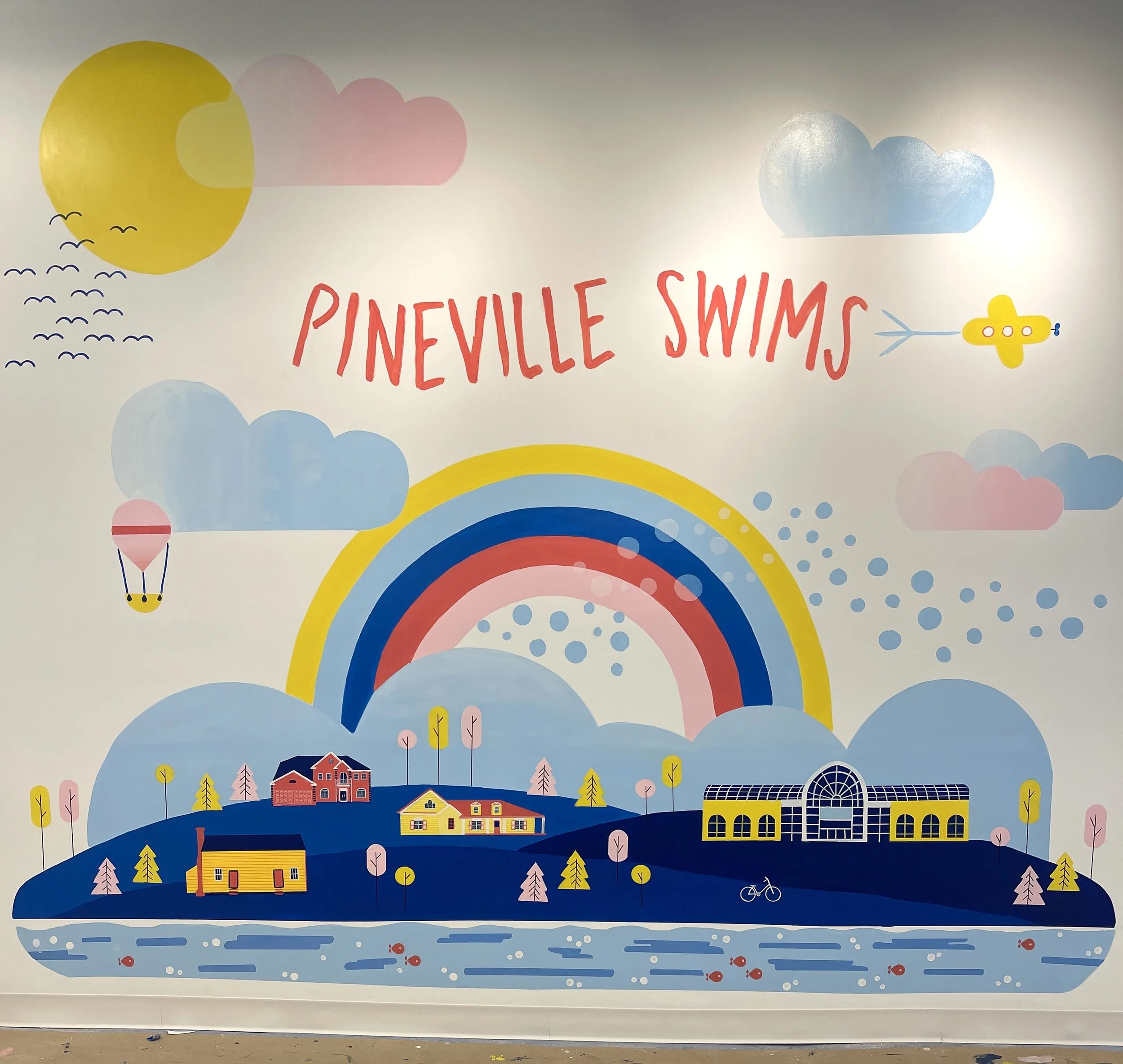 Big Blue Swim School - City Mural Pineville, NC