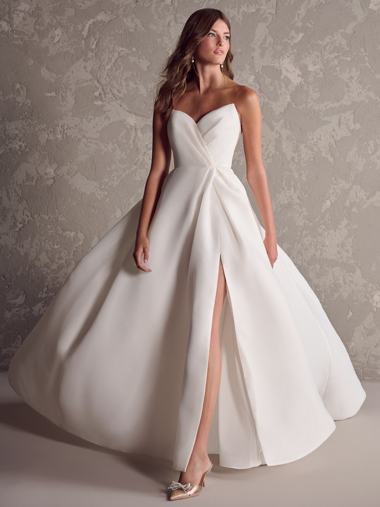 strapless organza ball gown wedding dress