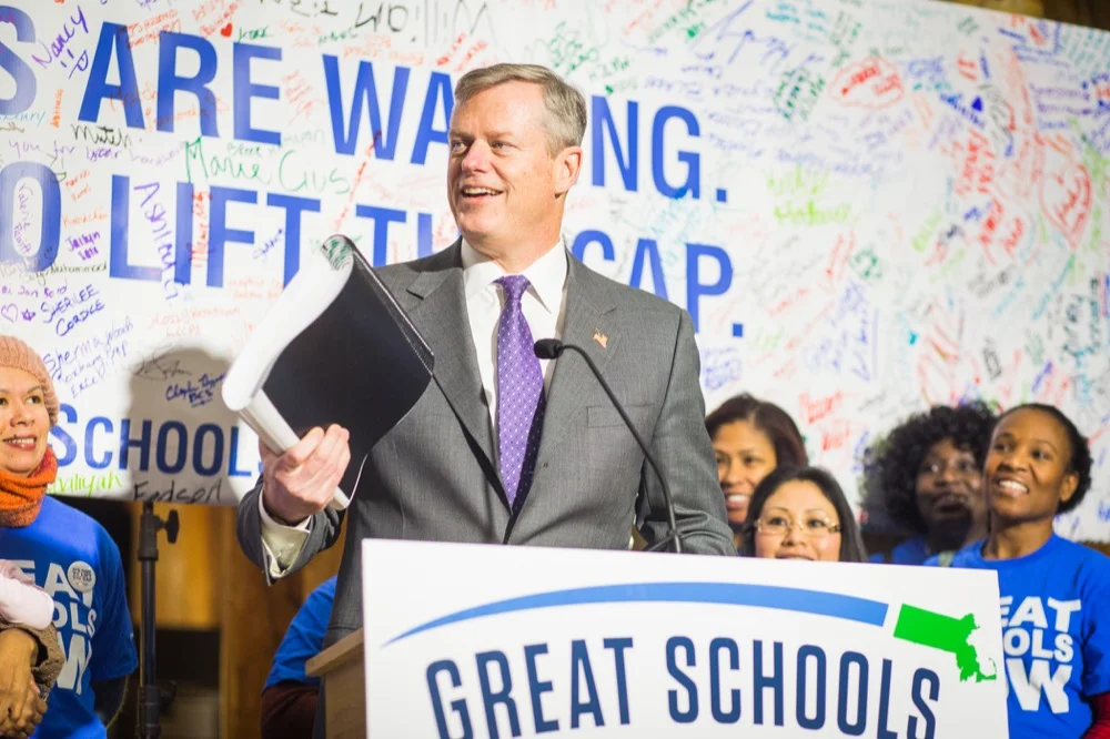 Gov. Charlie Baker Speaks at Great Schools MA's Press Conference, Nurses Hall, State House
