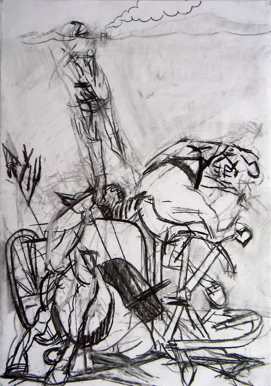  Smoke Signals, charcoal on paper 22"x30" 