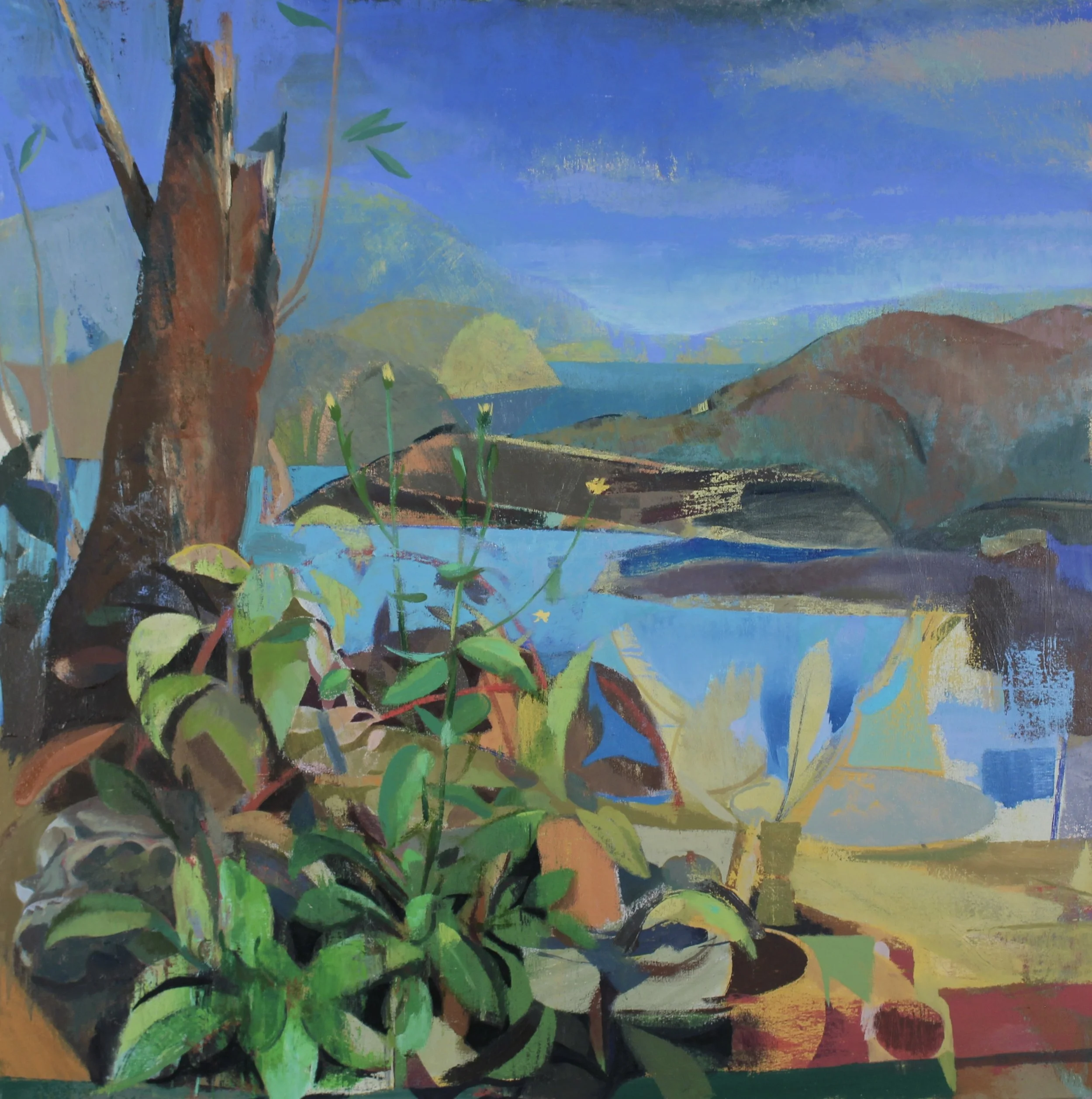  Remembering a table in the wilderness, now overgrown and misplaced, we were like brothers, a broken tree resprouts. oil on canvas 36”x 36”   