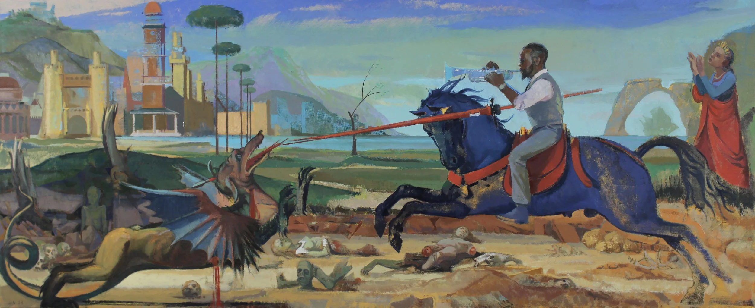  He Who goes Out Weeping Bares the Seed for Sowing, Love Supreme. oil on canvas 36”x 88” 