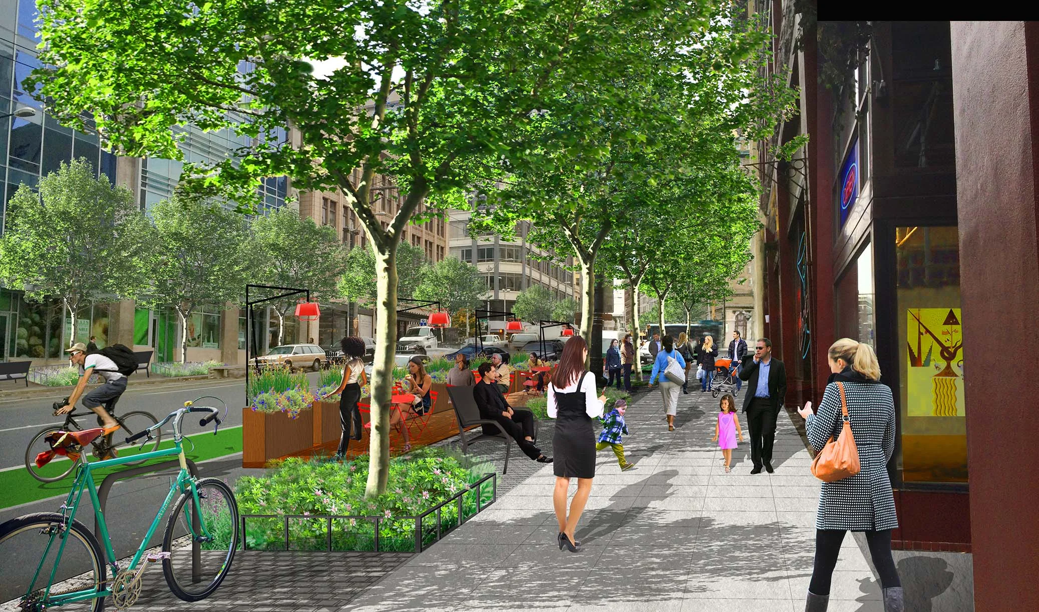 The view of 2nd Avenue between Pike and Pine, proposed.