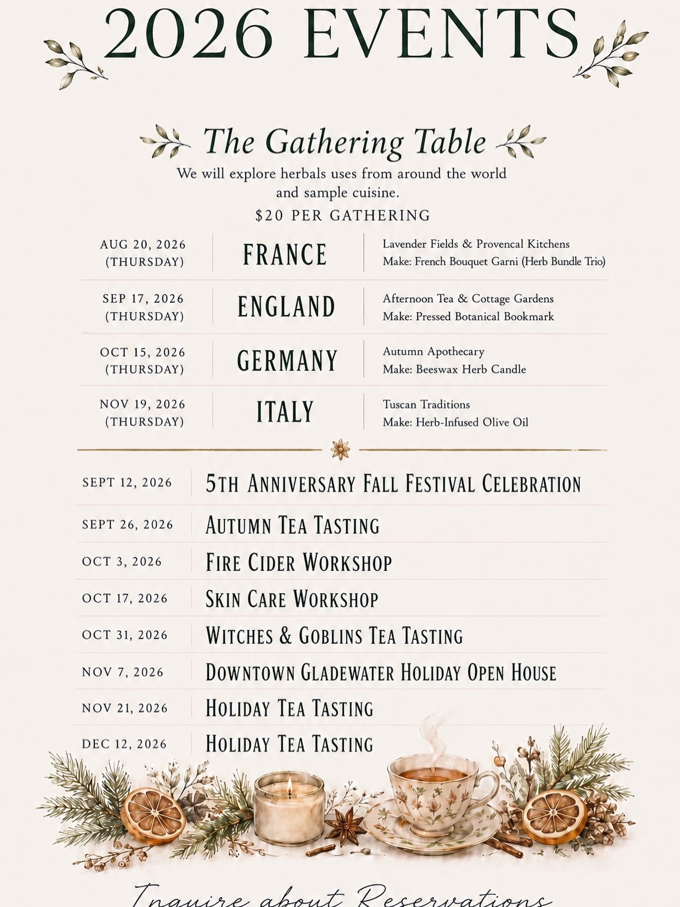🍂 Something special is brewing this fall at Three Roots Boutique! 🍂

From cozy tea tastings and hands-on herbal workshops to our brand-new Gathering Table series exploring traditions from around the world, our fourth quarter is full of beautiful wa