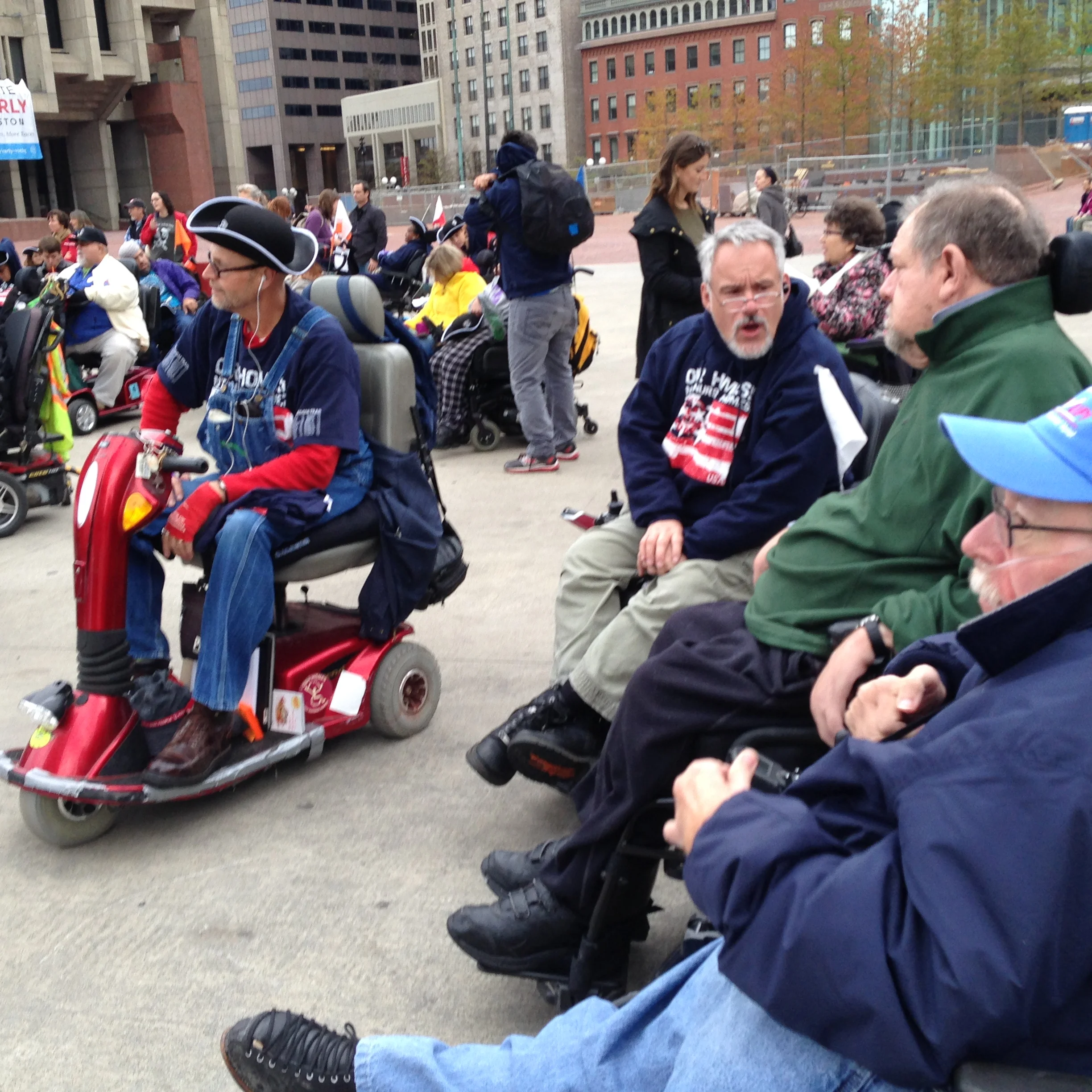Strategizing at ADAPT rally in Boston with Bruce Darling, Paul Spooner and Mike Oxford