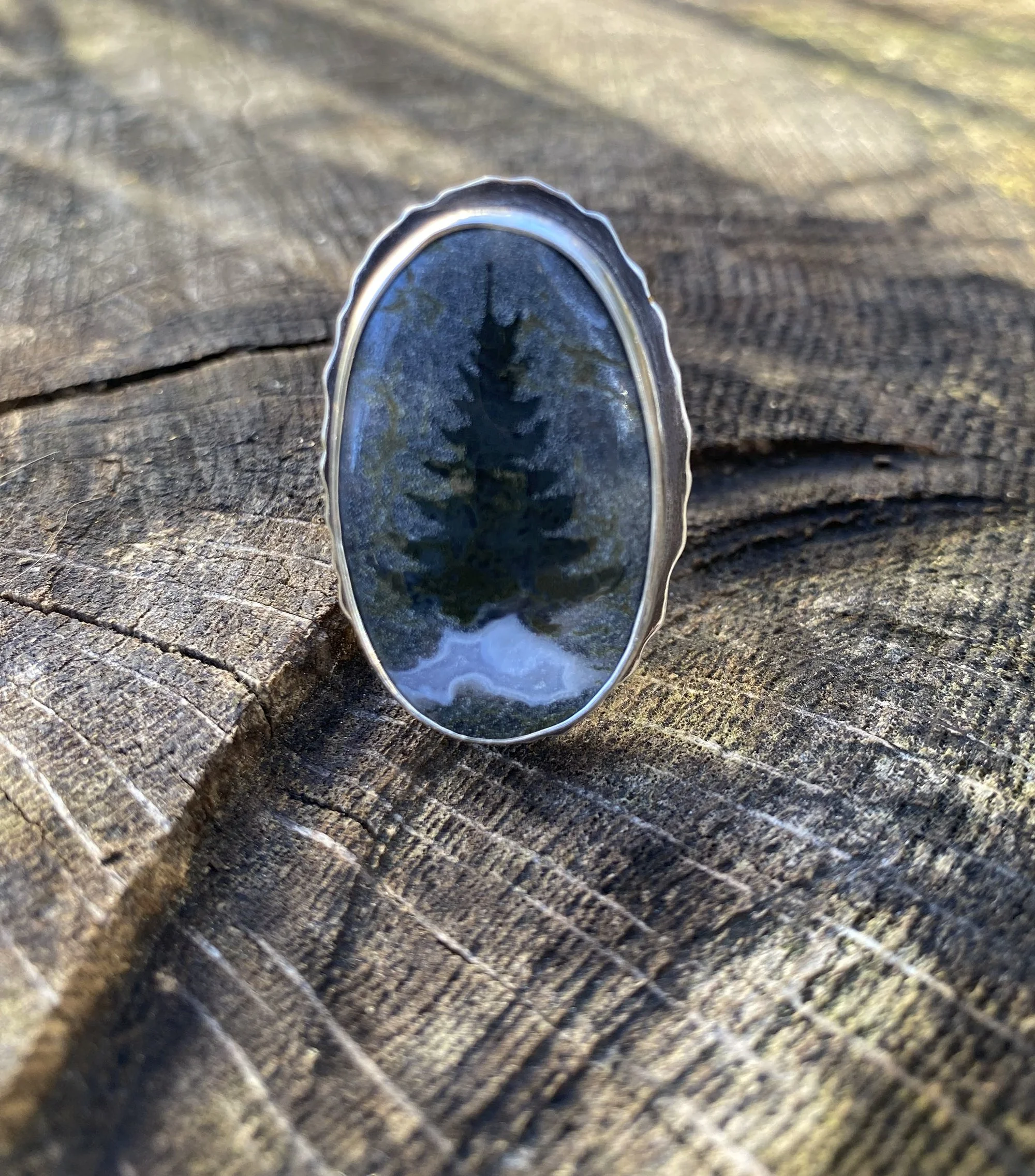 Blue Spruce Silhouette Ring No. 11 ~ Size 10