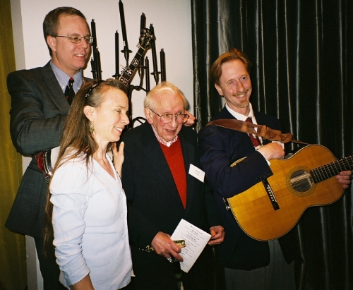 Eric Zorn, Mary Schmich, Studs Terkel, and me at the 2006 Studs Terkel Awards. Eric, Mary, and I had the honor to perform at this event for several years.